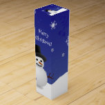 Blue Snowman Winter Scene Christmas Wine Gift Box<br><div class="desc">Gift some Christmas Spirit this holiday season with this whimsical Blue Snowman Winter Scene Christmas Wine Gift Box. Gift Box design features a happy snowman in a snowy wintry scene against a royal blue background adorned with matching color snowflakes. Additional gift and holiday items available with this design as well....</div>