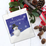 Blue Snowman Winter Scenery Christmas Favor Bags<br><div class="desc">Package gifts this holiday season with a Blue Snowman Winter Scenery Christmas Favor Bag.  Favor bag design features a happy snowman in a snowy wintry scene against a royal blue background adorned with matching color snowflakes. Additional gift and holiday items available with this design as well.</div>