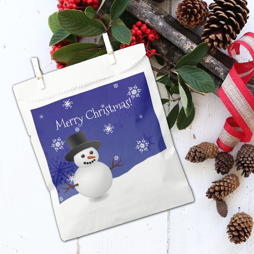 Blue Snowman Winter Scenery Christmas Favor Bags