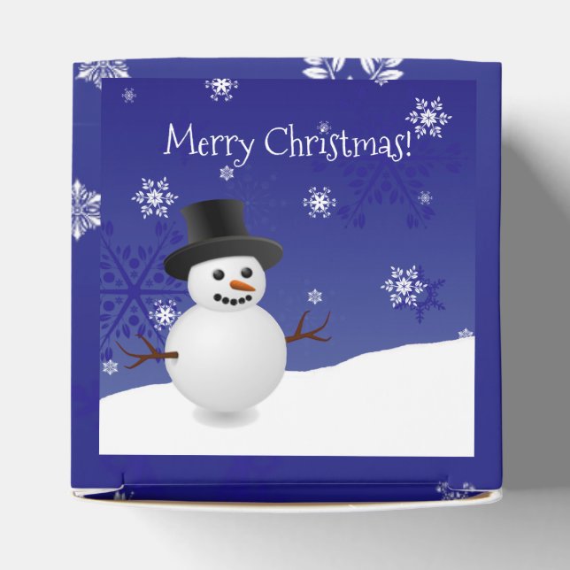 Blue Snowman Winter Scenery Christmas Favor Box (Top)