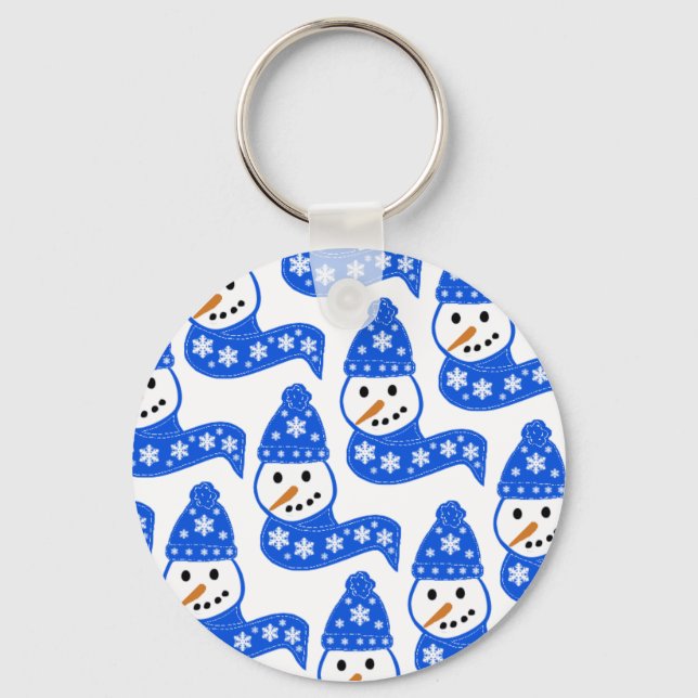 Blue Snowmen Scarves Keychains (Front)