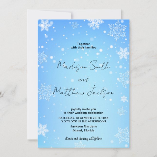 Blue Snows Wedding Invitations (Front)