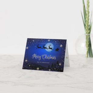 Blue Snowy Script Merry Christmas Card