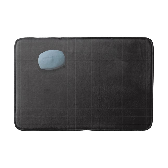 Blue Soap on Black Tile Bathroom Mat (Front)