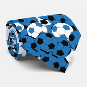 Blue Soccer Ball Collage - Two Side Print Neck Tie