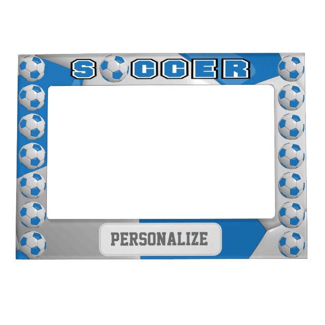 Blue Soccer Ball Design Magnetic Frame (Front)