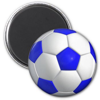 Blue Soccer Ball Magnet by BostonRookie at Zazzle