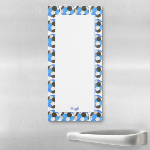 Blue Soccer Ball Pattern Add Your Name Locker Magnetic Notepad