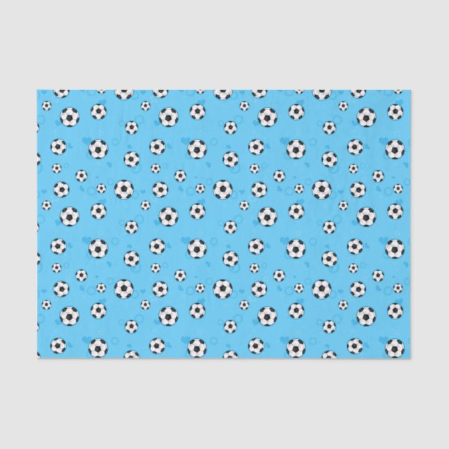 Blue Soccer Ball Pattern Tissue Paper (Front)