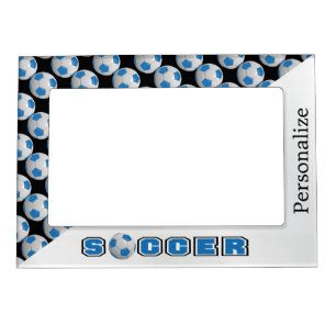 Blue Soccer Ball Player Magnetic Photo Frame