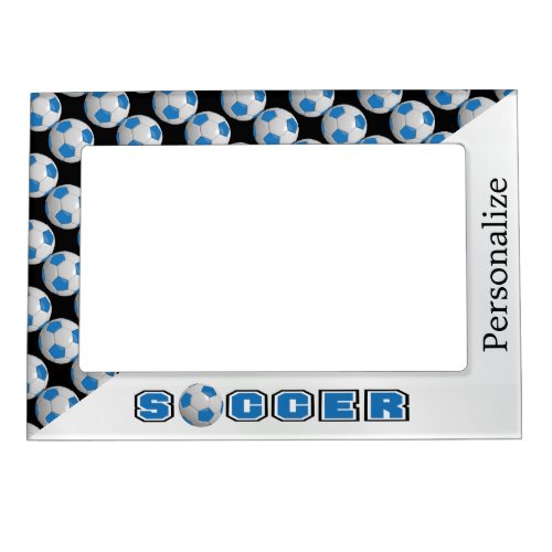 Blue Soccer Ball Player Magnetic Photo Frame