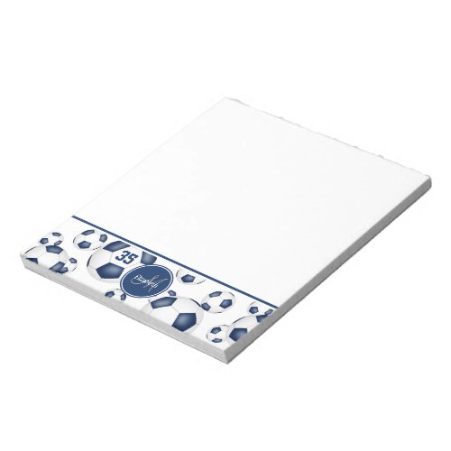 blue white soccer balls pattern accent notepad