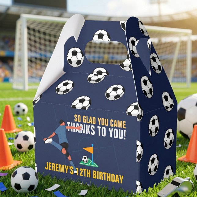 Blue Soccer Birthday Championship Party Favor Boxes (Creator Uploaded)
