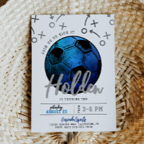 Blue Soccer Birthday Invitation