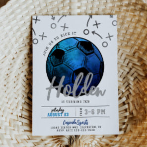 Blue Soccer Birthday Invitation