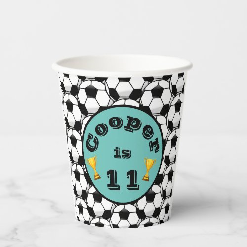 Blue soccer birthday paper cup