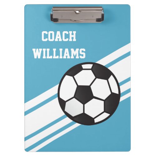 Blue Soccer Coach Personalized Clipboard