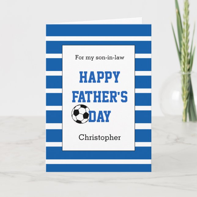Blue Soccer Father's Day Son-in-Law Card (Front)