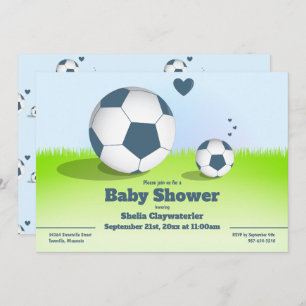 Blue Soccer/Football Baby Shower Invitation