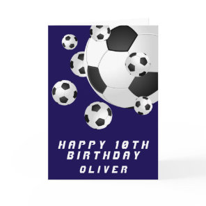 Blue Soccer Football Ball Kids Boy Happy Birthday Card