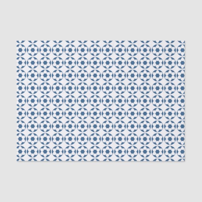 Blue Soccer Footballs Pattern Tissue Paper (Front)