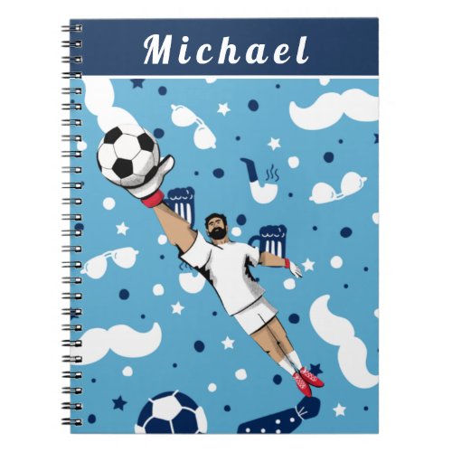 Blue Soccer Goalie Goalkeeper Players Kids Name  Notebook