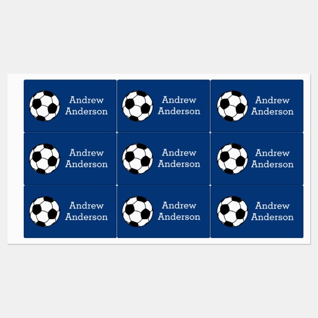 Blue Soccer Name Kids' Labels (Sheet)