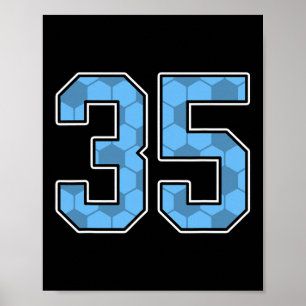 Blue Soccer Pattern Number 35 Jersey Player Unifor Poster