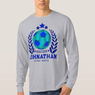 Blue Soccer Player Name Crest T-Shirt