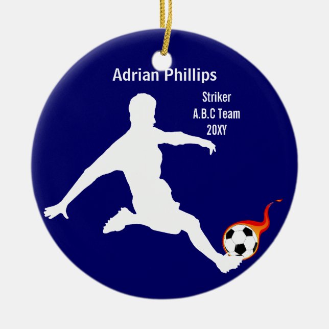 blue soccer player ornament (Front)