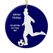 blue soccer player ornament