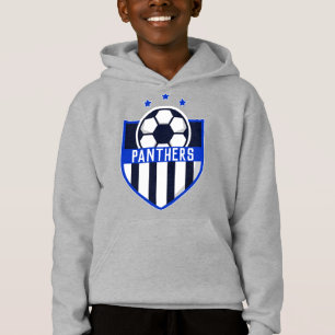 Blue Soccer Shield Team, Player Name and Number Hoodie