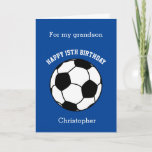 Blue Soccer Sport 15th Birthday Card<br><div class="desc">A blue personalized soccer 15th birthday card for him. You will be able to easily personalize the front of this soccer sport birthday card with his name. The inside card message and the back of the card can also be edited. This personalized soccer 14th birthday card would make a great...</div>