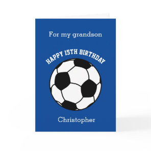 Blue Soccer Sport 15th Birthday Card