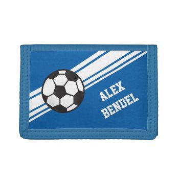 Blue Soccer Sporty Sport Stripes Boys Wallet by cbendel at Zazzle