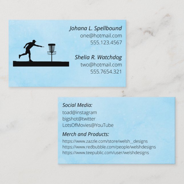 Blue Social calling card-Disc Golf Business Card (Front/Back)