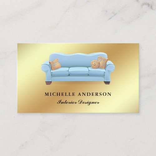 Blue Sofa Furniture Store Interior Designer Business Card
