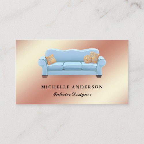 Blue Sofa Furniture Store Interior Designer Business Card