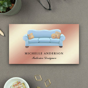 Blue Sofa Furniture Store Interior Designer Business Card
