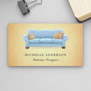 Blue Sofa Furniture Store Interior Designer Business Card