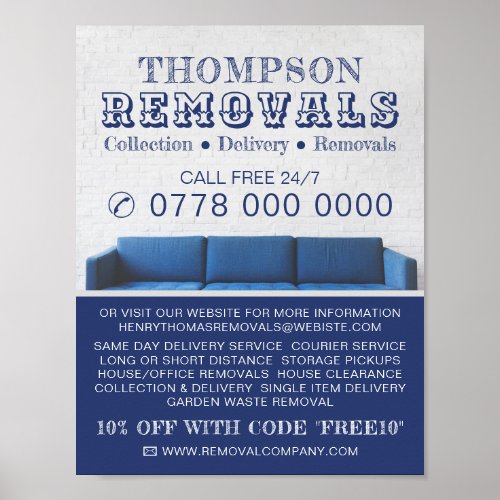 Blue Sofa Removal Company Advertising Poster