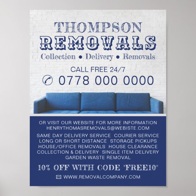 Blue Sofa, Removal Company Advertising Poster (Front)
