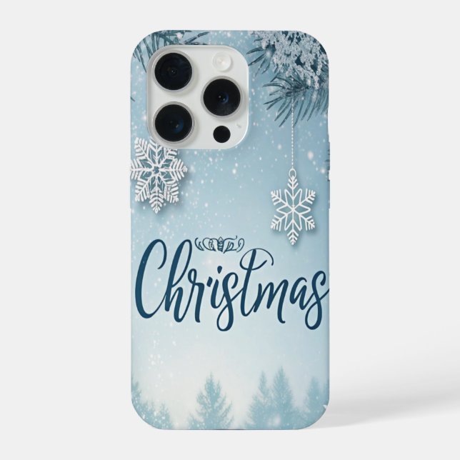 Blue Soft & Calm Christmas Snow Crystal Design-  iPhone Case (Back)
