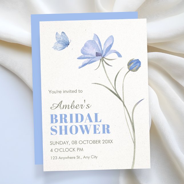Blue soft flower bridal shower invitation (Creator Uploaded)