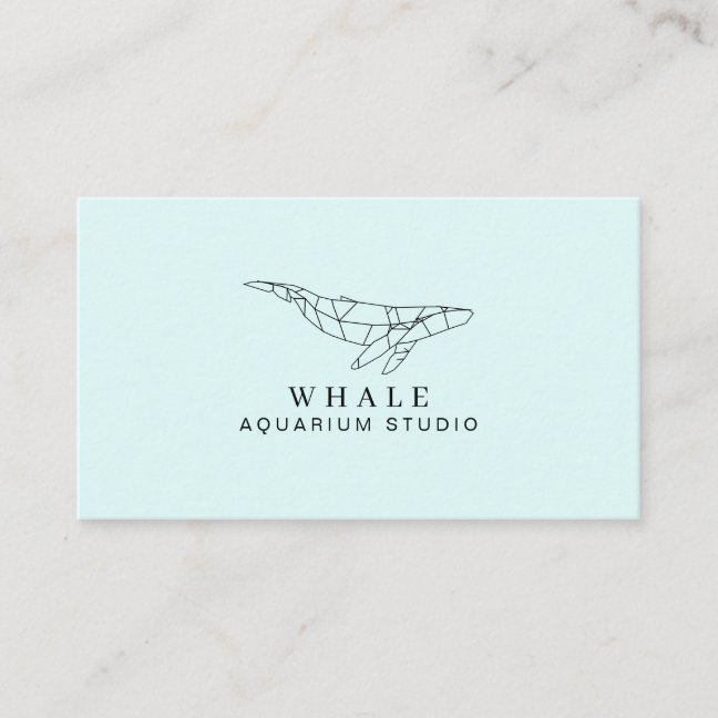 Blue Soft Low Poly Aquarium Fish Whale Business Card