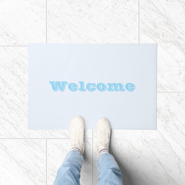 Blue Soft White Pastel Solid Color Doormat (Indoor)