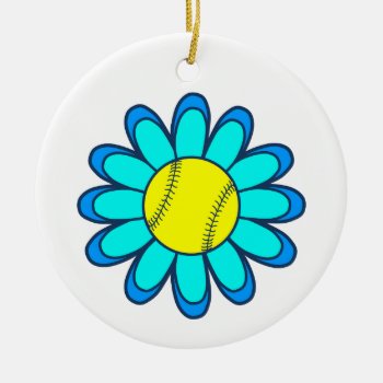 Blue Softball Girl Ceramic Ornament by SportsGirlStore at Zazzle