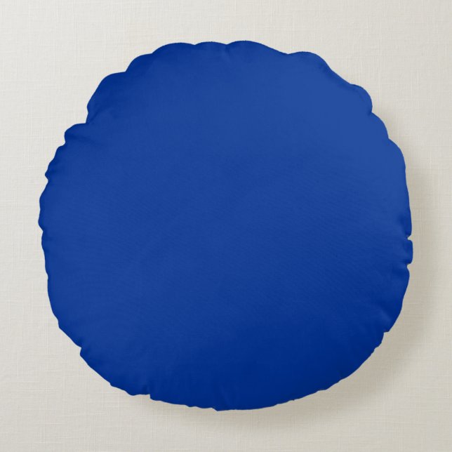 Blue  solid plain color round pillow (Front)