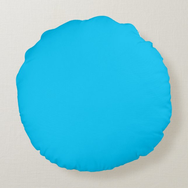 Blue solid plain color round pillow (Back)