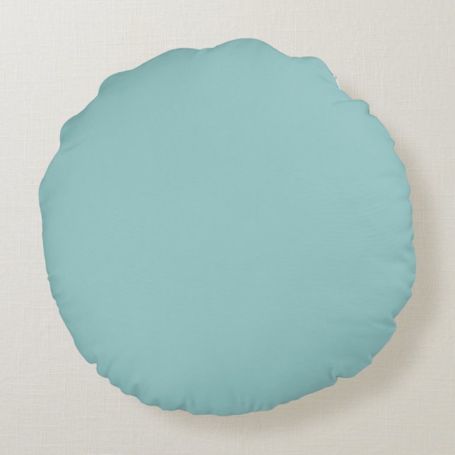 Blue  solid plain color round pillow (Back)